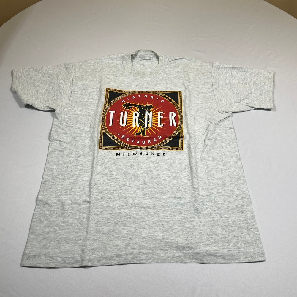Vintage Historic Turner Restaurant Milwaukee T-Shirt Mens L Gray Graphic Tee